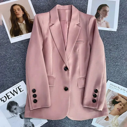 Single Button Blazer Coat for Women Front View