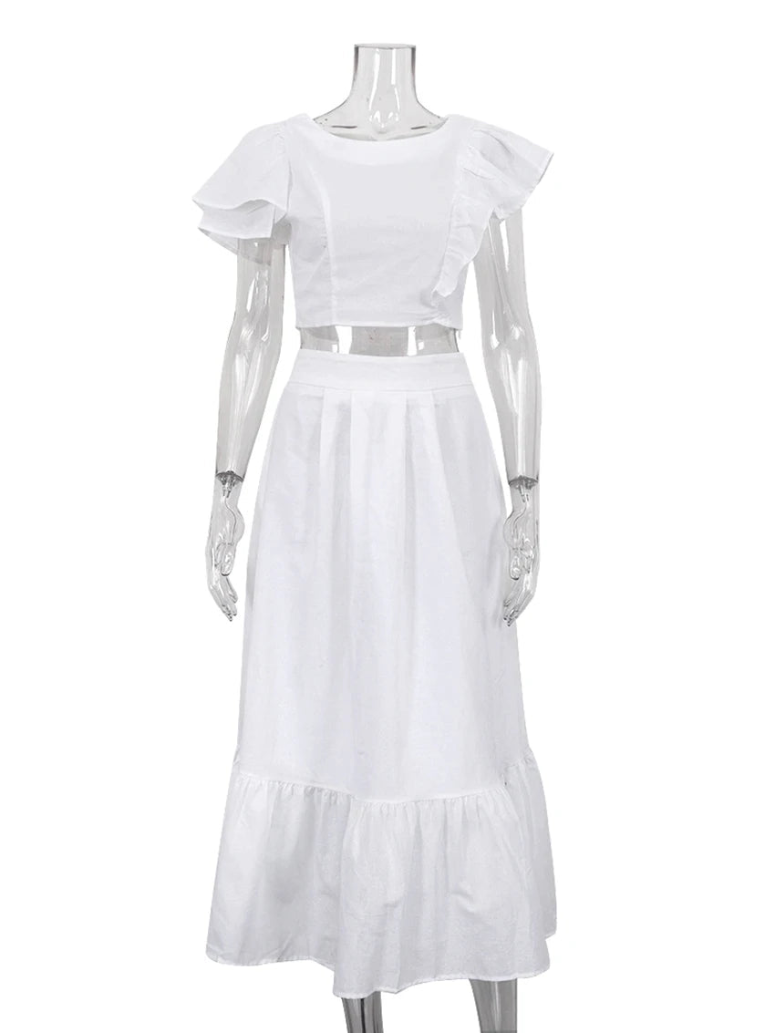 Summer Fashion White Linen 2 Piece Set
