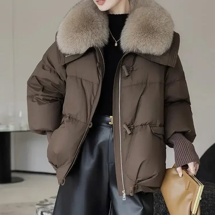 Stylish Cotton Coat, Detachable Fur