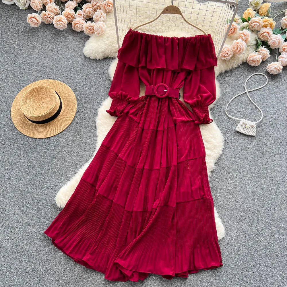 Vintage Pleated Chic Summer Dress