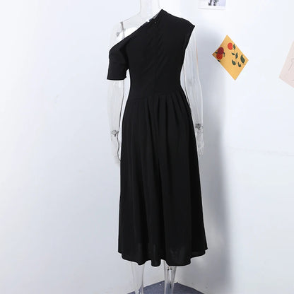 Comfortable and breathable short sleeve fold long dress
