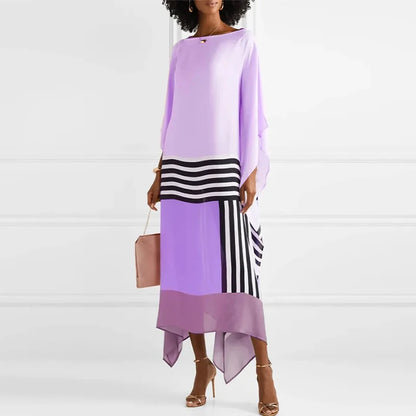 Casual candy stripe dress with unique patchwork
