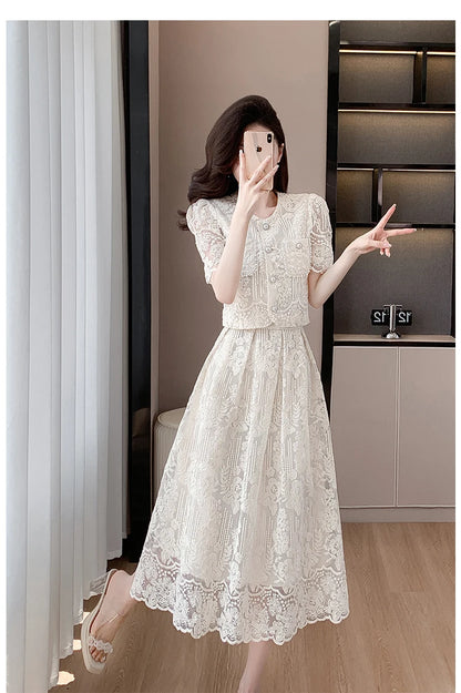 Pearls Embroidery Lace Two Piece Sets