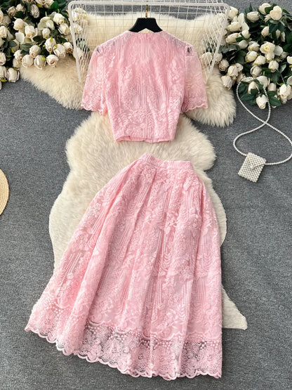 Summer Korean Two-Piece Lace Set