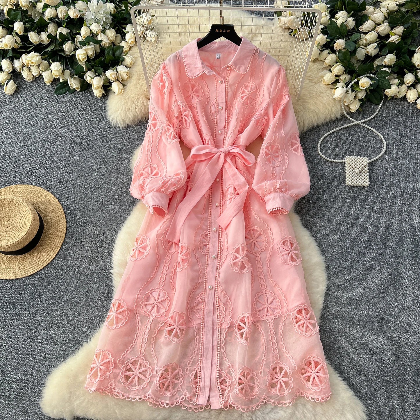 Elegant Embroidery Vintage Lantern Sleeves Dresses