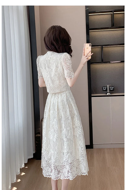 Pearls Embroidery Lace Two Piece Sets