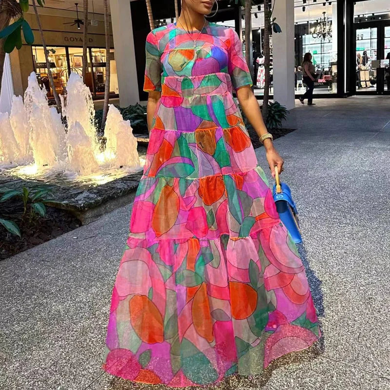 Boho Style Printed Vintage Maxi Dress