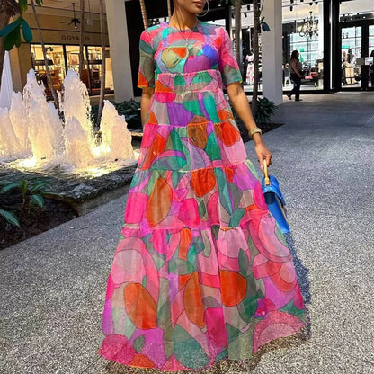 Boho Style Printed Vintage Maxi Dress