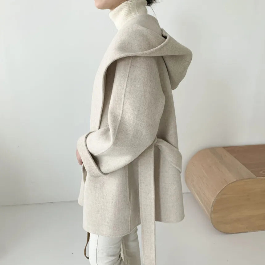 Korean Elegant Autumn Wool Jacket displayed on a mannequin.