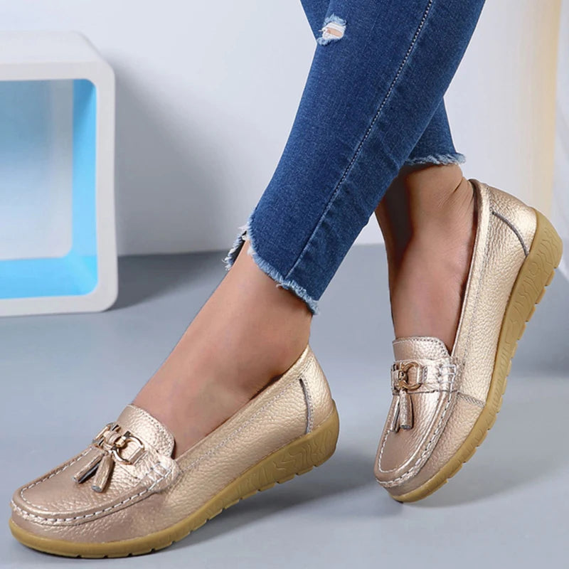 Women Flats Fashion Genuine Leather Shoes