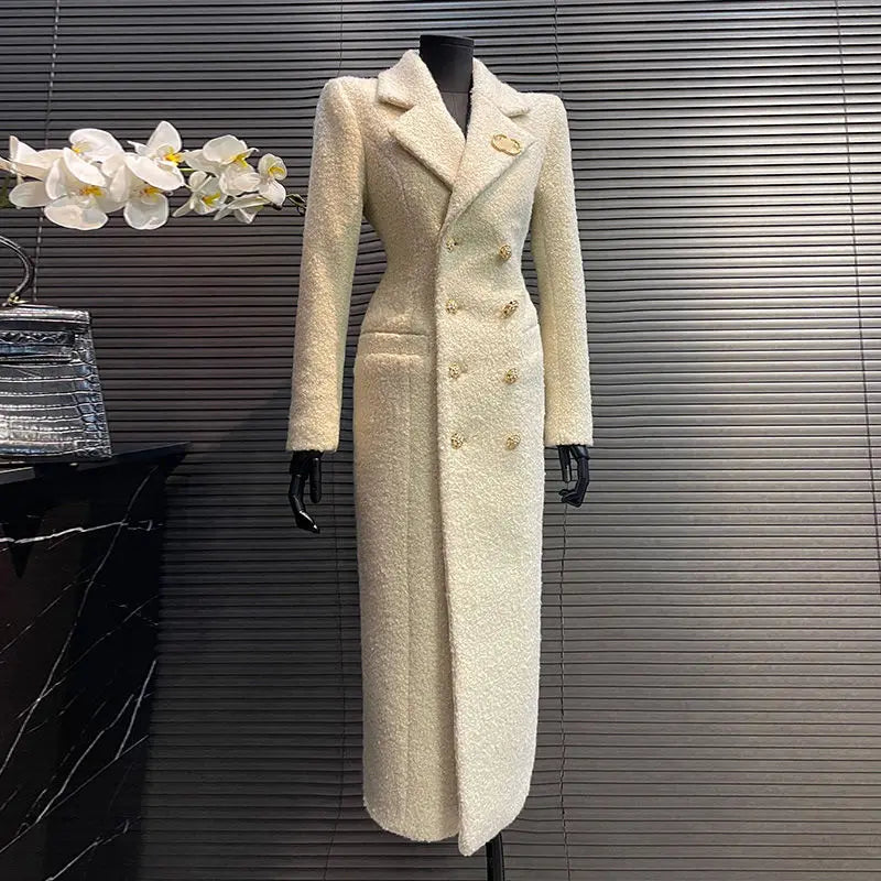 Trendy Women’s Wool Coat with Suit Collar Design