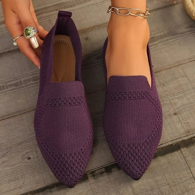 Stylish Women's Pointed Toe Knitted Flats
