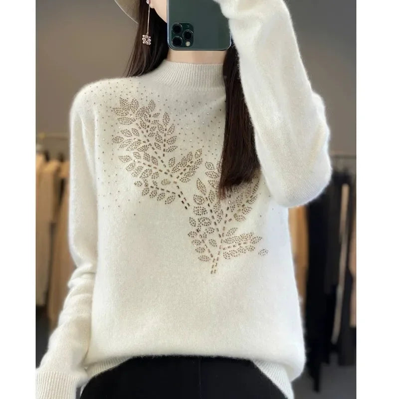 Thick warm sweater with a turtleneck design
