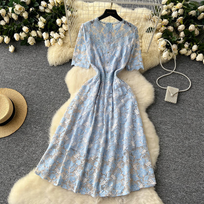 French Vintage Short Sleeve Lace Dress - Sold Out