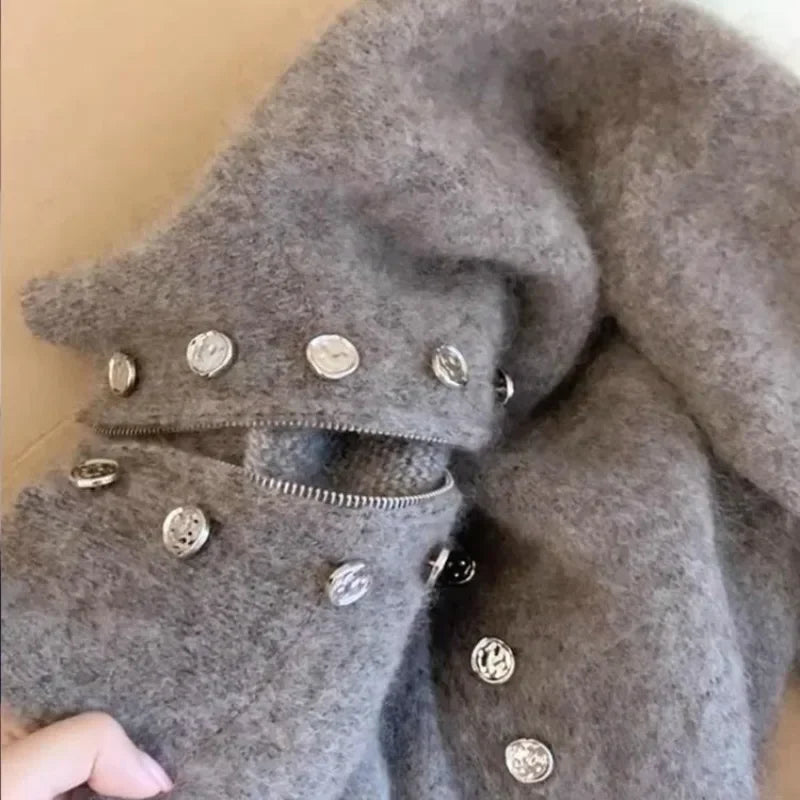 Women’s High-End Sweater Coat with Buttons
