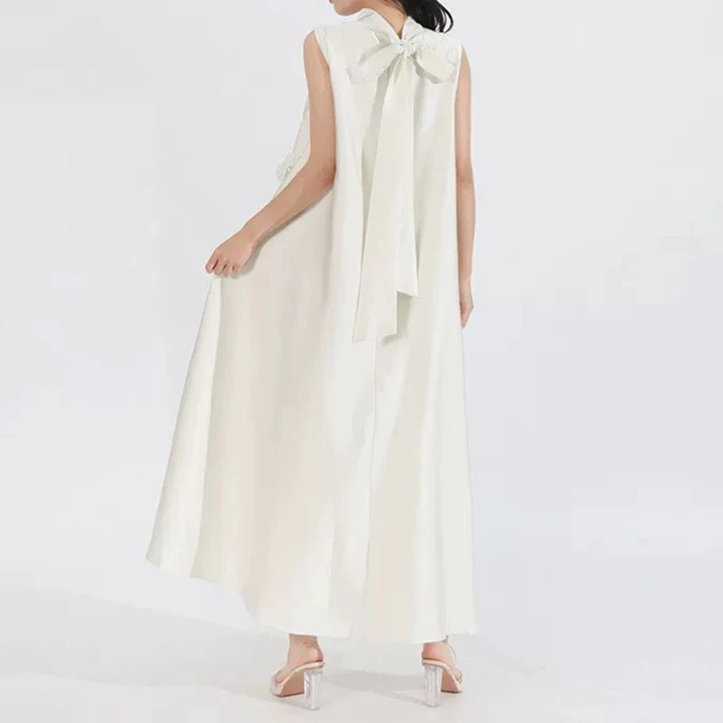 3D Floral Embroidered Flared Sleeveless Designer Dress