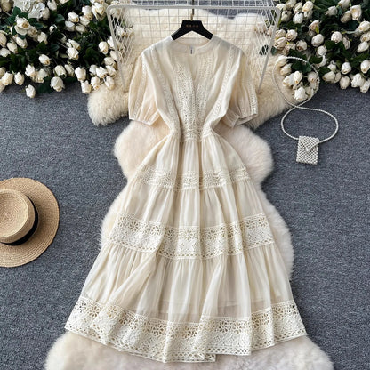 French Elegant Lace Embroidery Dress