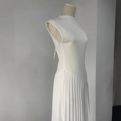 Elegant Diagonal Neck Midi Dresses