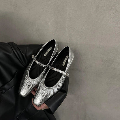 Silver Mary Jane Comfort Shoes