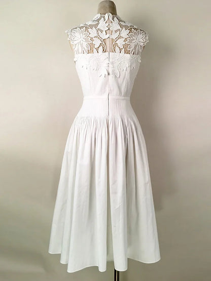 Embroidered Hollow Out Sleeveless Dress
