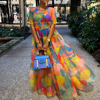 Boho Style Printed Vintage Maxi Dress