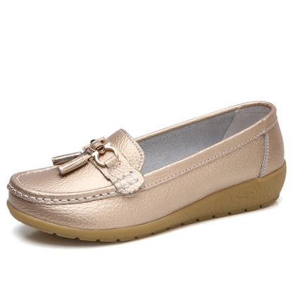 Chic Leather Flats for Women with Platform
