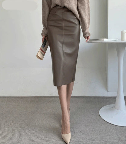 Full-length view of the skirt styled with a fitted top
