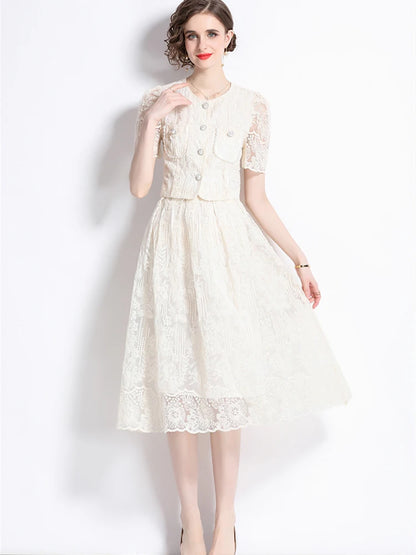 Summer Korean Two-Piece Lace Set