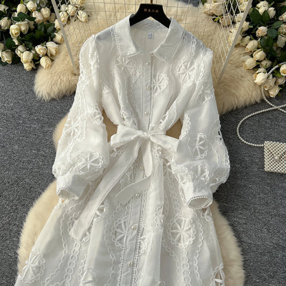 Elegant Embroidery Vintage Lantern Sleeves Dresses