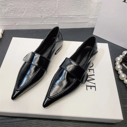 Luxury leather pointed toe flats for women.
