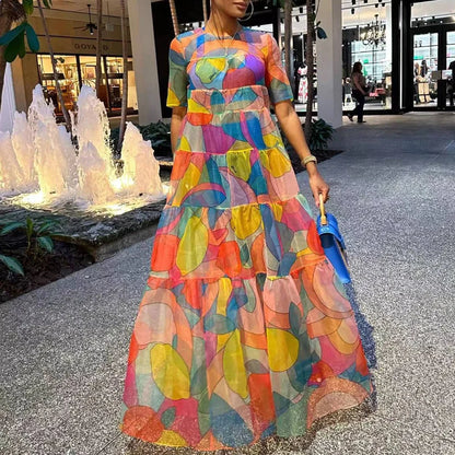 Boho Style Printed Vintage Maxi Dress