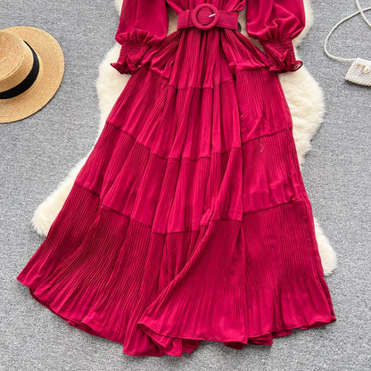 Vintage Pleated Chic Summer Dress