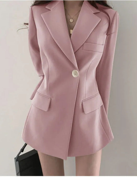 women’s office blazer coat with structured shoulders