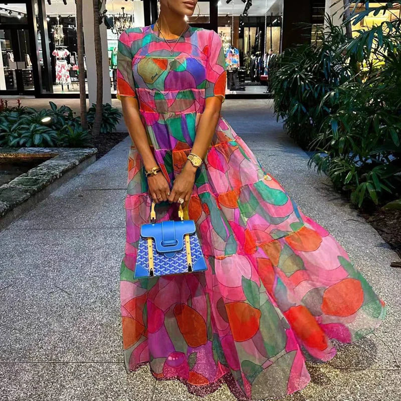 Boho Style Printed Vintage Maxi Dress