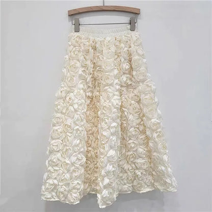 Beautiful 3D flower embellishments on dress
