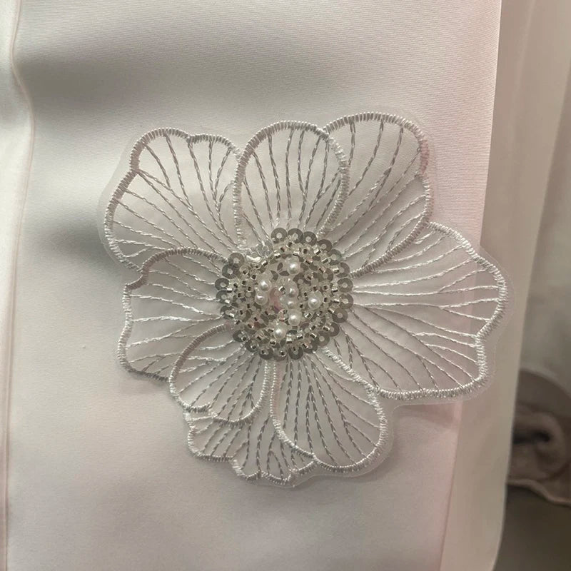 3D Floral Embroidered Flared Sleeveless Designer Dress