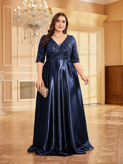 Premium satin fabric detail of blue evening dress