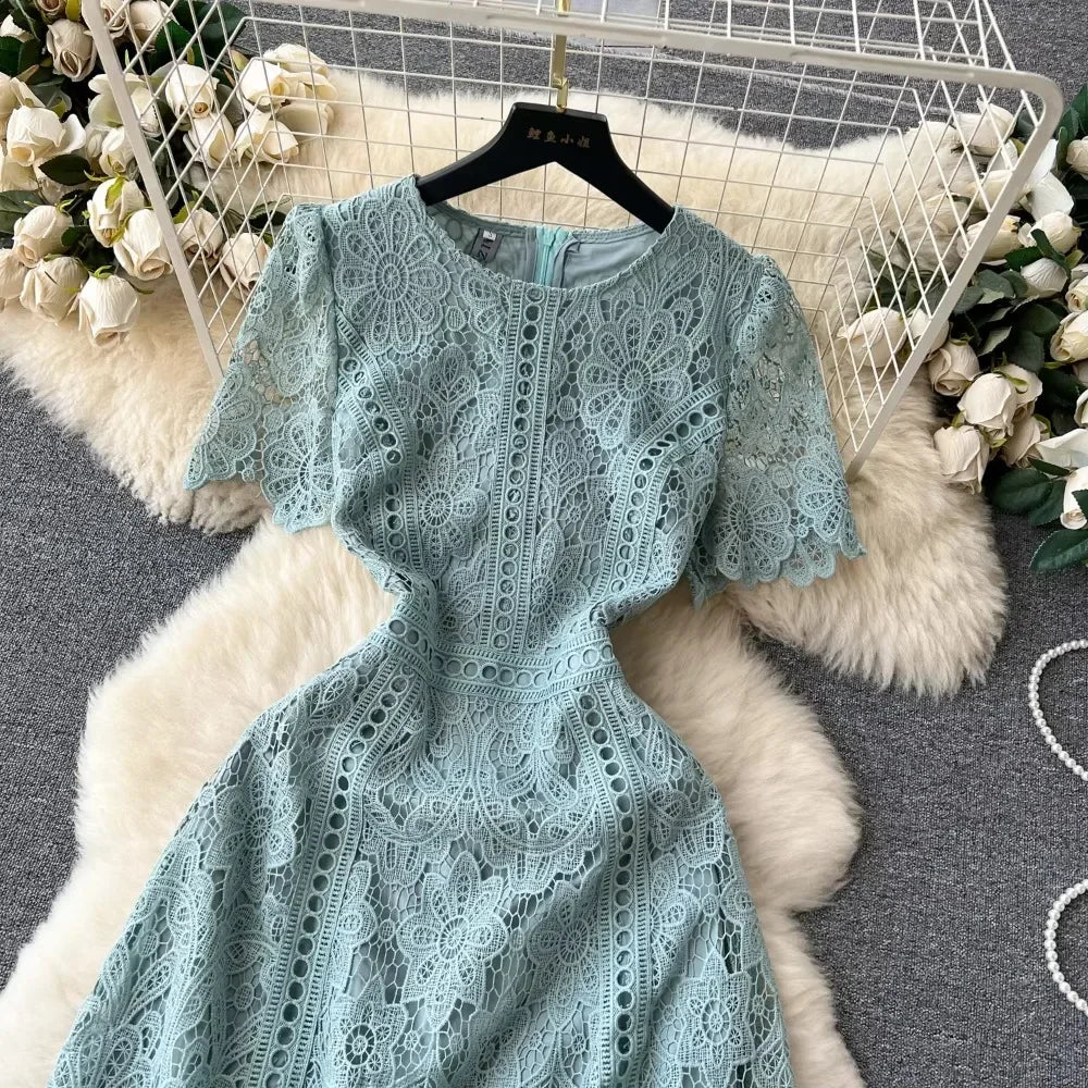 Vintage Lace Hollow-Out A-Line Dress