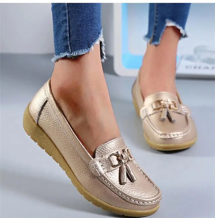 Plus Size Women Flats Genuine Leather Shoes
