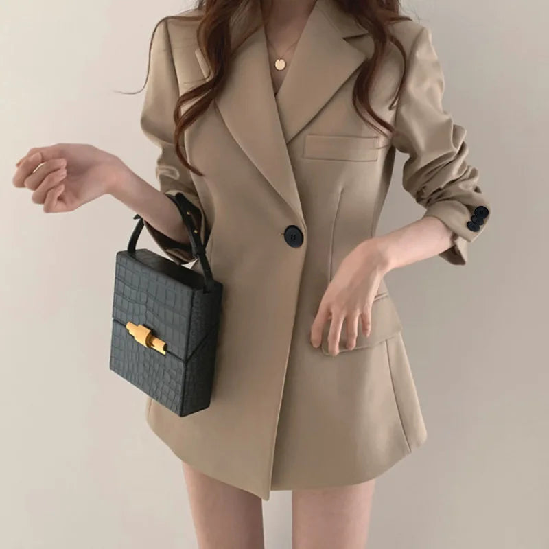 Formal women's blazer coat with pocket details