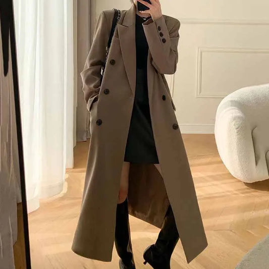 Elegant Double-Breasted Blazer Overcoat