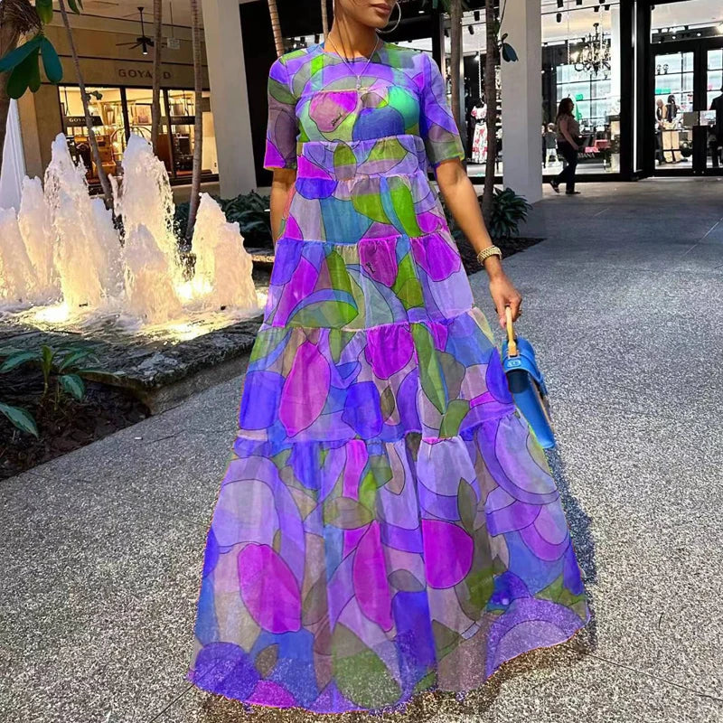 Boho Style Printed Vintage Maxi Dress