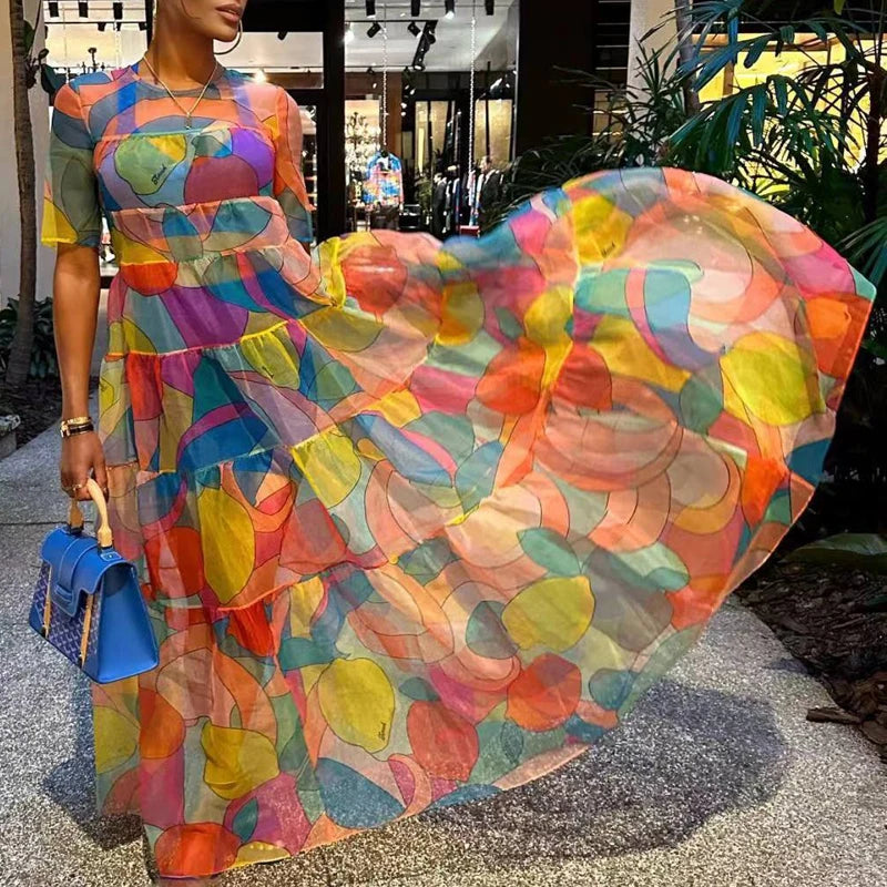 Boho Style Printed Vintage Maxi Dress