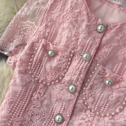 Summer Korean Two-Piece Lace Set