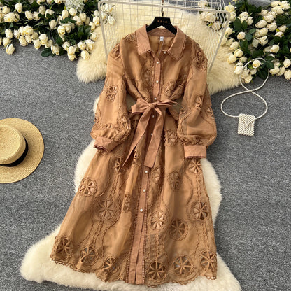 Elegant Embroidery Vintage Lantern Sleeves Dresses