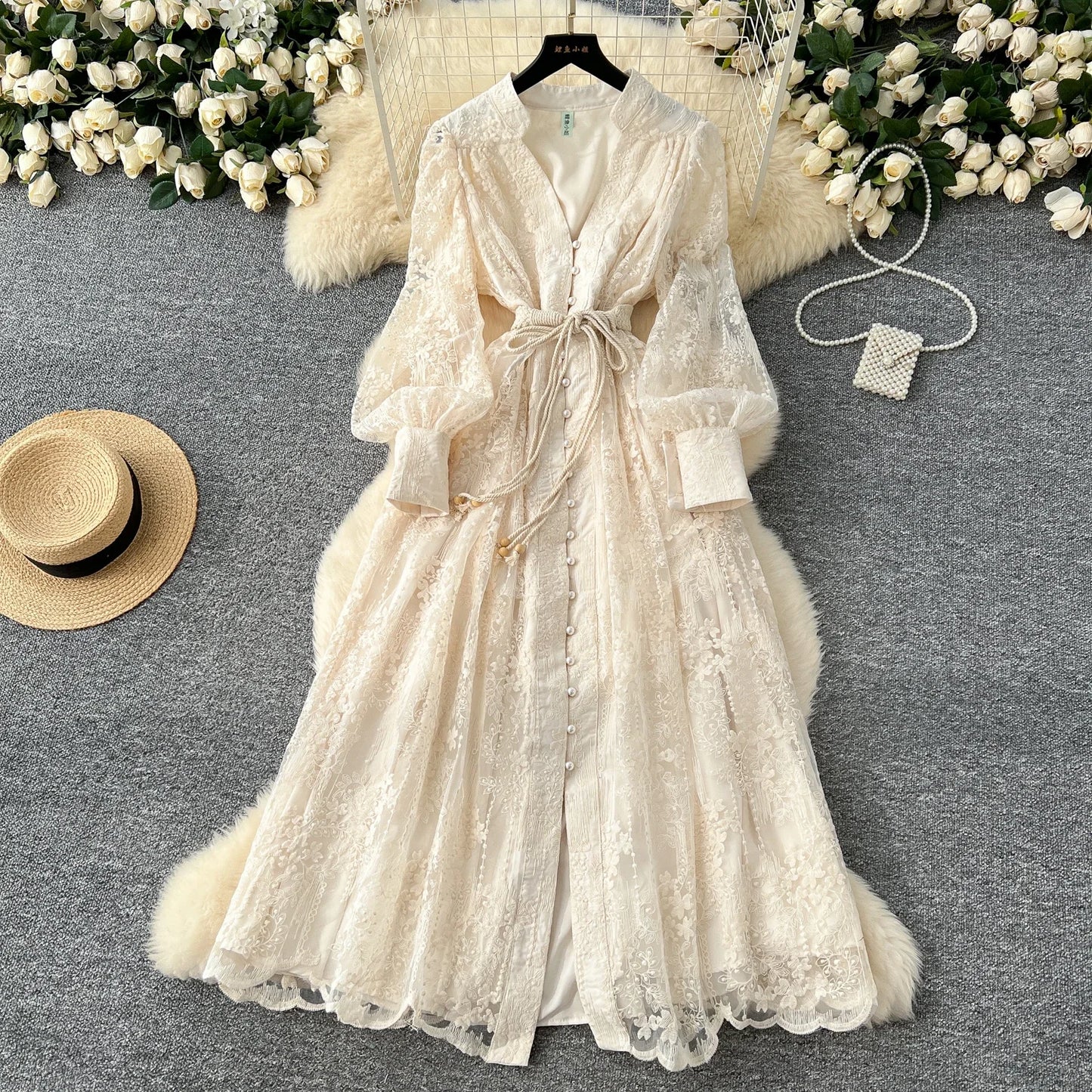 Vintage Mesh Classic Draw String Dress