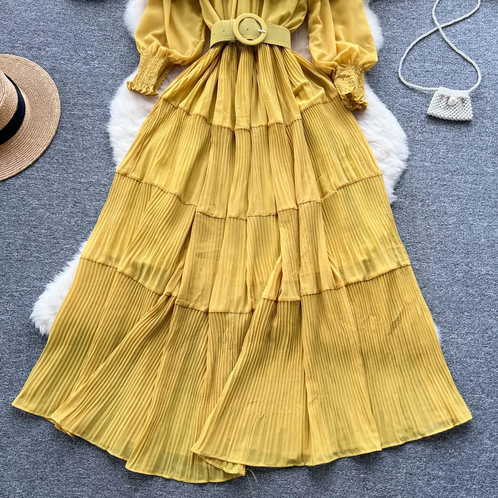 Vintage Pleated Chic Summer Dress