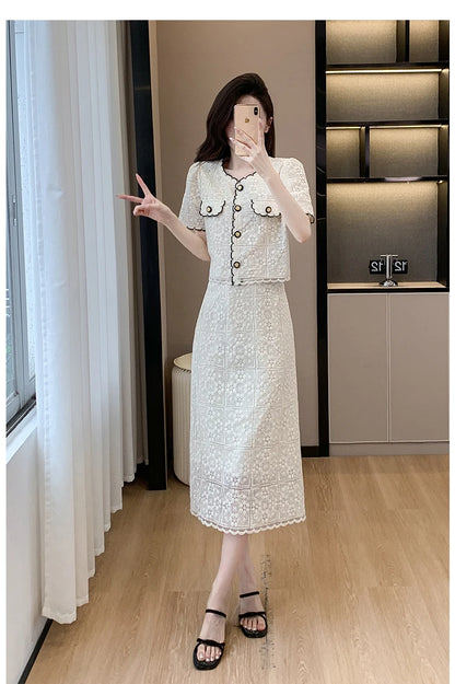 Pearls Embroidery Lace Two Piece Sets