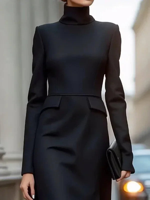 High Neck Asymmetrical Commute Dress For Women