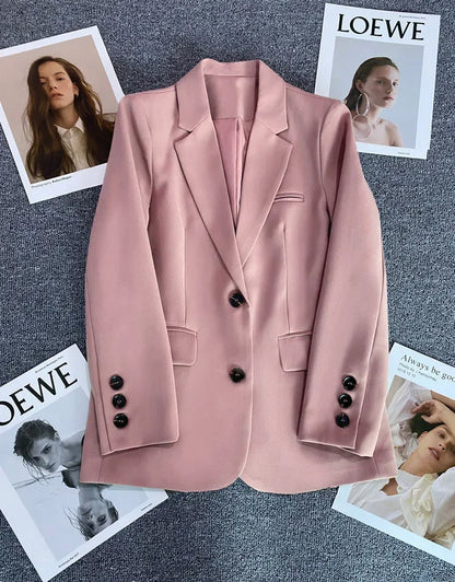 Classic Single Button Blazer Coat in Pink